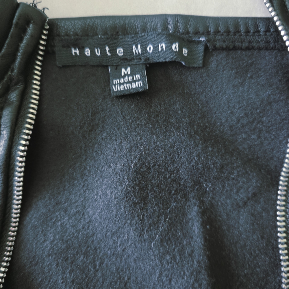 Haute Monde Black Zippered Leather Top - Picture 4 of 10